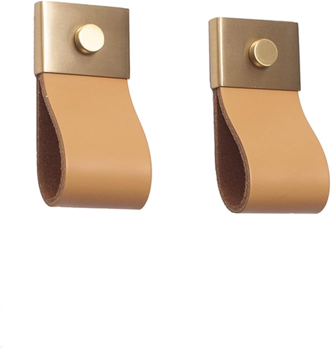 ELTOX Small Wardrobe Drawer Door Pull Genuine Leather Handle Kitchen Cabinet Handles Furniture Knobs 1Pcs (Color : LT-0525-qianhui-128)