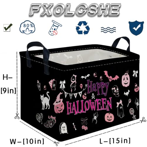 Image of Rectangular Dinosaur Halloween Basket,Trick or Treat Baskets for Boys and Girls,Empty Halloween basket,Waterproof collapsible storage box,Horror Decor,Gift box(Black Halloween)