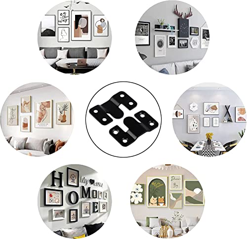 Image of Stainless Steel Picture Hangers,Photo Frame Hanging Hook Z Shaped Clip Bracket Furniture,4 Sets Flush Mount Bracket Wall Mount Hardware,French Cleat for Mirror, Photo Shelf and Cabinet (Black)
