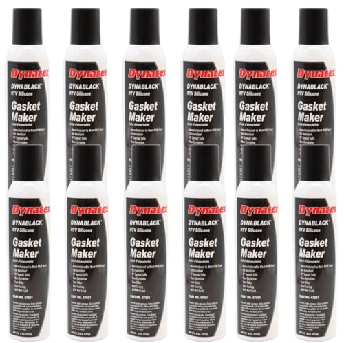 Image of Dynatex DynaBlack RTV Silicone Gasket Maker 8oz Auto Can - 500F High Temperature, Sensor Safe, Low Odor, and Non-Corrosive Silicone Sealing Compound Made in the USA (12-Pack)