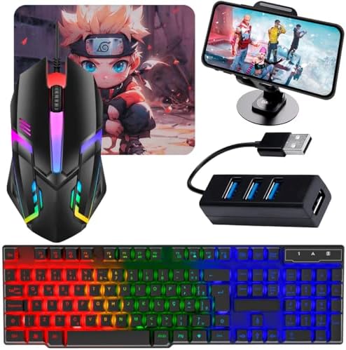 Kit Mobilador Para Celular Gamer Teclado Led Rgb + Mouse Gamer 16...