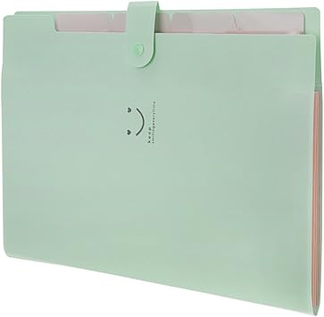Amazon ファイルケース 5ポケット おしゃれ ドキュメントファイル フォルダー 書類入れケース 4仕切り Ppバッグ 資料カバー 笑顔 手形 伝票整理 収納ケース スナップ留め具 ファイルバッグ 文房具 オフィス 事務用品 学用品 プレゼント グリーン ドキュメント