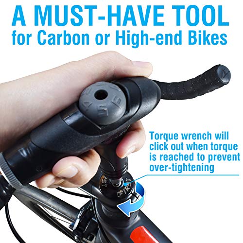 MARQUE Adjustable Bike Torque Wrench – 4, 5, 6 Nm Dial Portable Mini Bicycle Multitool Allen Key Tool, includes 3, 4, 5 mm Hex, T 25 Tool Bits – Repair Your Road and MTB at Home Garage - Cyclist Gift