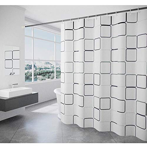 DLSM Schwarz-weiß Kariertes Modemuster wasserdicht und waschbar antibakterieller Schutz Privatsphäre Bad Duschvorhang-200 x 220 cm Anti-Schimmel Wasserdicht Badvorhang an Badewanne Antibakteriell Cover