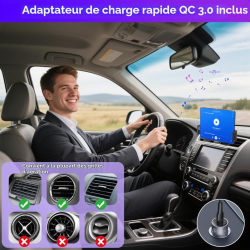Olycism Support de téléphone de Voiture avec Chargeur sans Fil Rapide QC 3.0 à Double Bobine de 15 W, Compatible avec Les modèles Z Fold/Flip 7/6/5/4/3, et Rotation Automatique. Chargeur sans Fil Qi. – vue 7