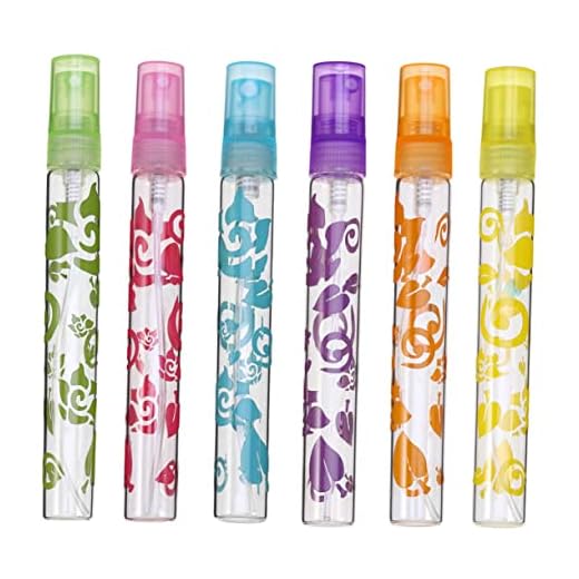 minkissy 6 frascos de perfume portáteis névoa de vidro mostrado, borrifador verde como garrafa amarela, fragrância azul, recarregável, vazio para licor fina e tubo, roxo, laranja, mini impresso