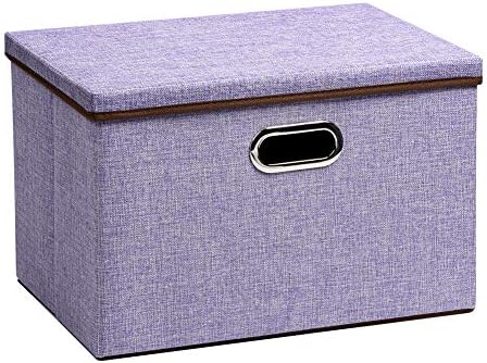 UUJOLY Large Foldable Storage Bins with Lids, Cube Collapsible Nursery Storage Box for Bedroom, Wardrobe, Shelf, Office (purple)