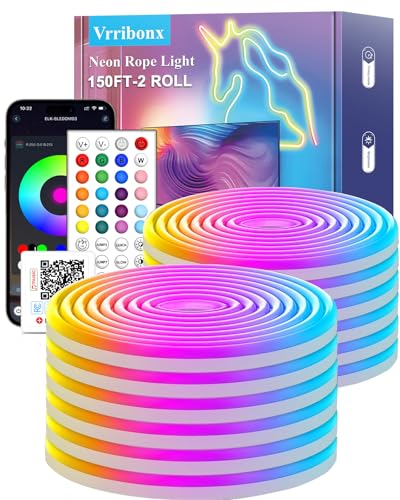 140Ft Neon Rope Lights,Flexible Led Rope Lights Control with App/Remote,Multiple Modes Rope Lights,IP65 Outdoor RGB Led Neon Lights Waterproof,Music Sync Gaming Led Strip Light for Bedroom Décor