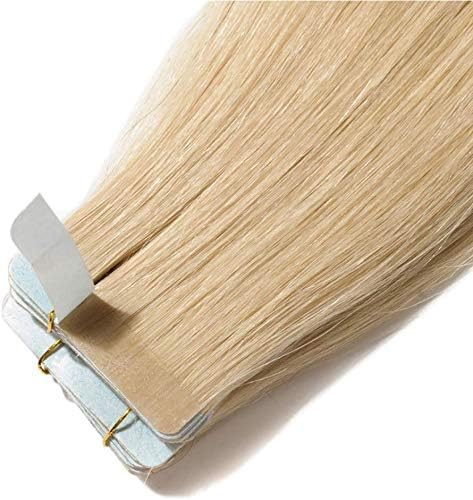 Tape in Hair Extensions Human Hair 16inch 100% Remy Real Hair Skin Weft Straight(20pcs-50g #613 Bleach Blonde) - Image 5