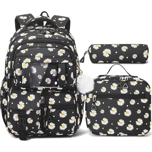Fimibuke-Backpack-for-Girls-Boys-3Pcs-Waterproof-Kids-Backpack-with-Lunch-Box-Pencil-Pouch-Lightweight-School-Backpack-Multi-Pocket-Daisy-Bookbag-for-Elementary-Middle-School-Ages-6
