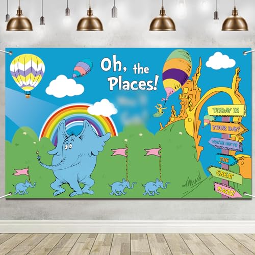 Oh The Plase Decorations Oh The Plase Graduation Decorations Oh The Plase Backdrop Oh The Plase Go Banner for Kindergarten Graduation Decorations
