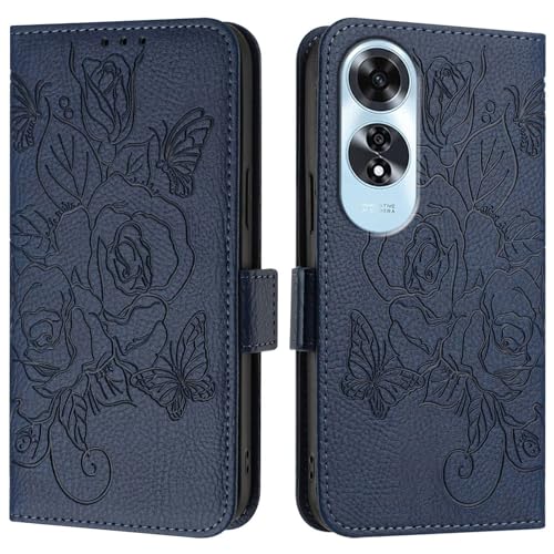 Étui Oppo A60 4G antichoc portefeuille fin bleu rabat