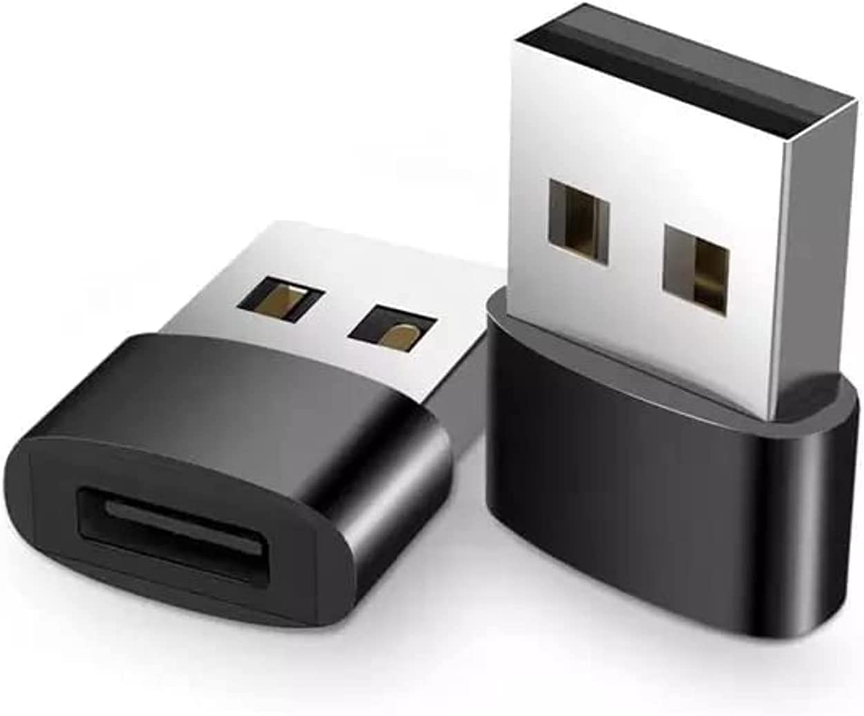 2 Pcs USB C Female to USB A Male Adapter, Type C Charger Plug Power Converter for AirPods, iPhone 13/14 Pro Max, SE, iPad mini, Apple Watch series 8 & Air, Samsung Galaxy S21 S22 (Black)