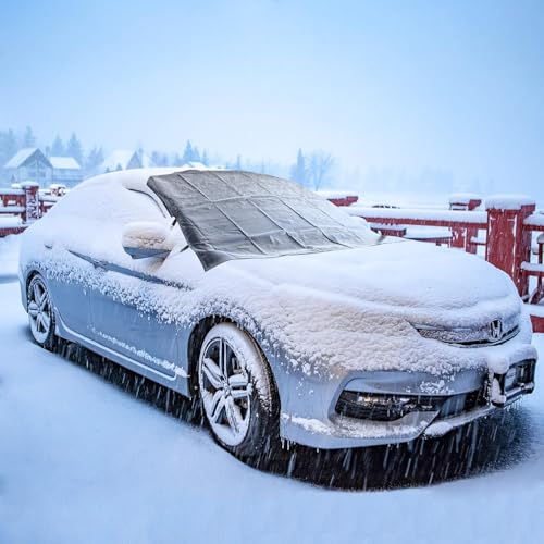OxGord Windshield Snow Cover Ice Removal Wiper Visor Protector All Weather Winter Summer Auto Sun Shade for Cars Trucks Vans and SUVs Stop Scraping with a Brush or Shovel