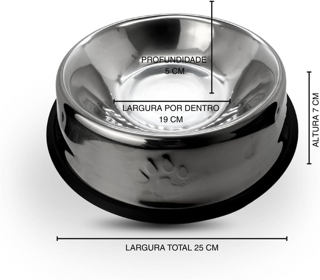 Comedouro Premium em Aço Inox para Cães, Base Antiderrapante, Design Pata, 25cm Largura, 500-600g Capacidade, Tigela Resistente para Cães Médios e Grandes Ração e Água Comedouro Premium em Aço Inox para Cães, Base Antiderrapante, Design Pata, 25cm Largura, 500-600g Capacidade, Tigela Resistente para Cães Médios e Grandes Ração e Água