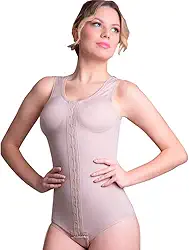 Cinta Pós-Cirúrgica Body Alta Compressão Abdominoplástia Lipoaspiração e Modeladora com Colchetes Frontais e Alça Regata Larga 60605 - New Form