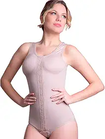 Cinta Pós-Cirúrgica Body Alta Compressão Abdominoplástia Lipoaspiração e Modeladora com Colchetes Frontais e Alça Regata Larga 60605 - New Form