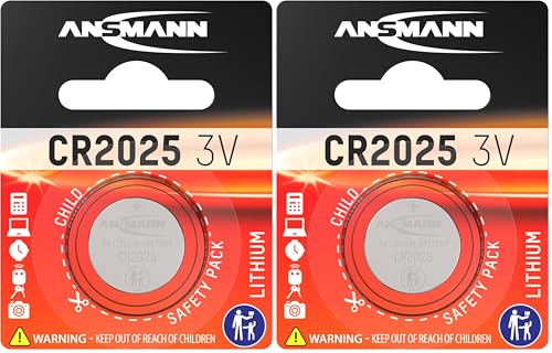 ANSMANN 5020142 CR2025 Coin Battery [Pack of 2] Lithium 3V Button Cell