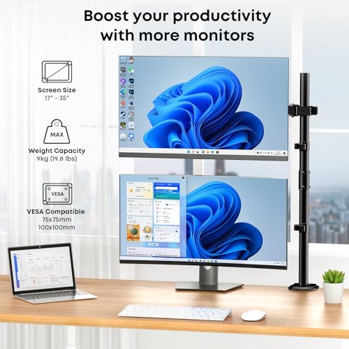 PUTORSEN 80cm Hoch Monitor Halterung 1 Monitor, für 13-35 Zoll Bildschirm, Voll einstellbar bildschirmhalterung, Monitor Arm, 9kg pro Arm, VESA 75x75/100x100mm