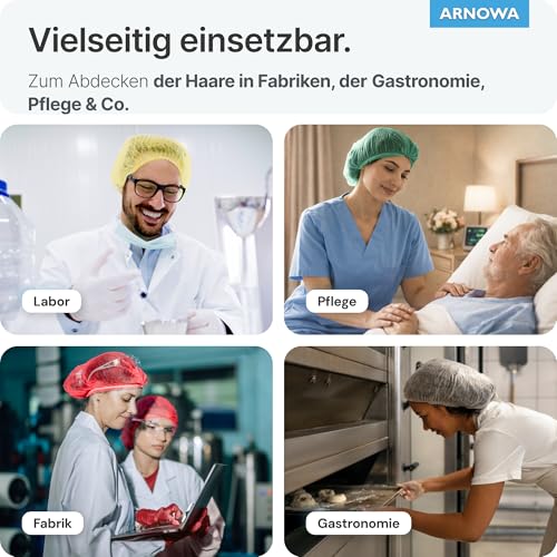 ARNOMED® Einweg Haarnetz, Einweghauben Kopf, Haube für OP, Gastronomie & Hygiene, Haarhaube Einweg, Einweg Kopfhaube, Netz für Haare, Klipphauben, Haarschutzhaube Stoff, XL - 55 CM, Weiß, 100x Stück