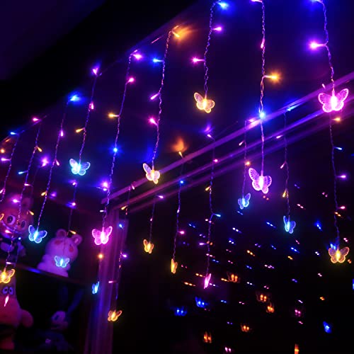Butterfly Fairy Lights for Bedroom Curtain Ceiling Wall Decor USB Plug-in 120 Led 19.7FT Twinkle...