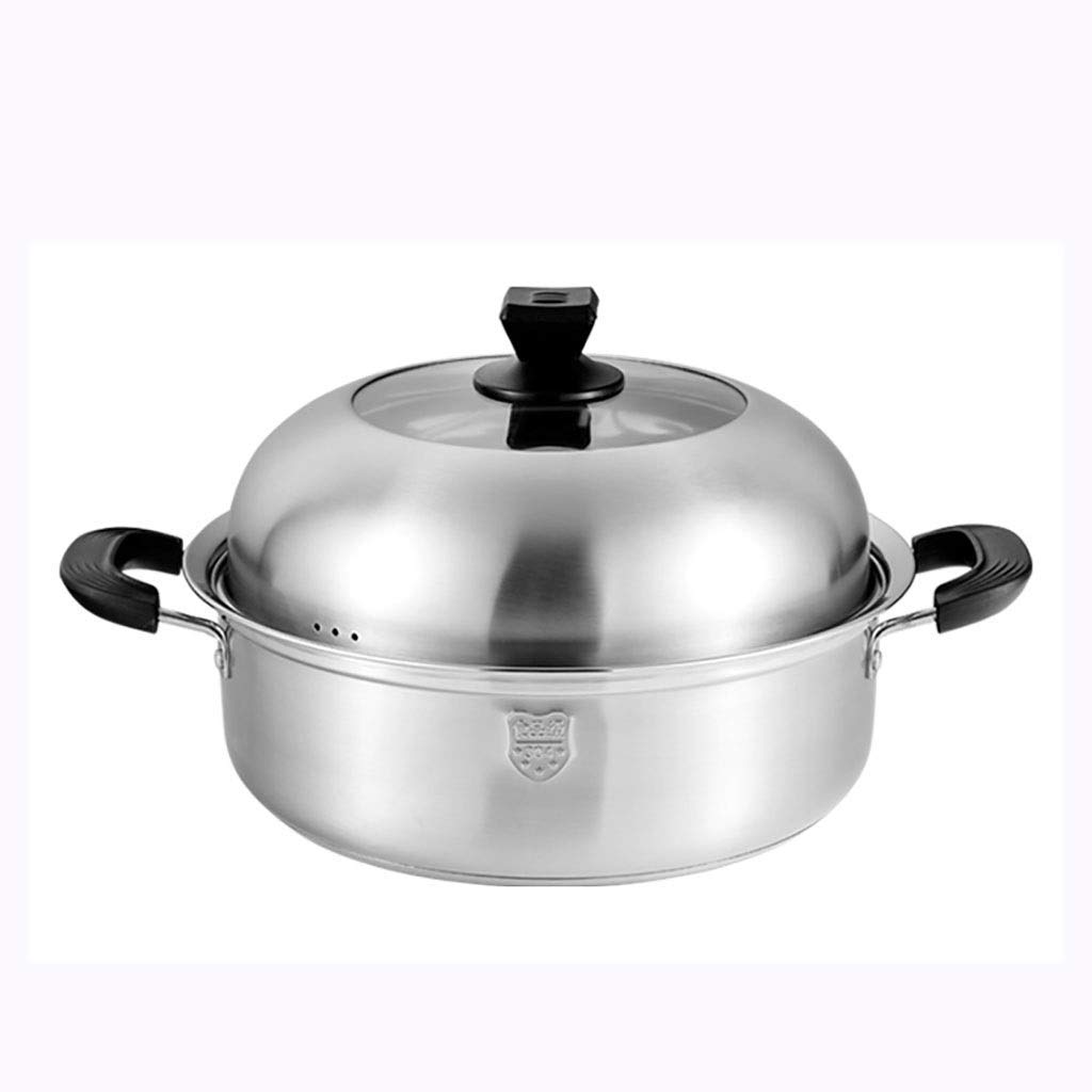 IUokLU 304 Stainless Steel Soup Pot/Steamer, Household Soup Pot with Steaming Slice, for Gas Stove/Induction Cooker,32cm,32cm(28cm)