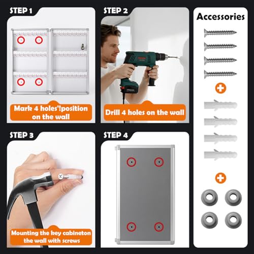 Armario de llaves de pared con cerradura metálica ideal para oficinas y uso doméstico 4