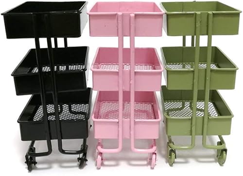 Miniatura 4 de Youngy Mini carrito de almacenamiento para casa de muñecas 112, estantería en miniatura con soporte de exhibición de muebles de cocina, dormitorio,