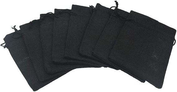 50Pcs Burlap Gift Bags with Drawstring 2.7x3.5 inch, Jute Jewelry Candy Pouch Sacks Linen Halloween Wedding Party Favor Gift Bags (Black)