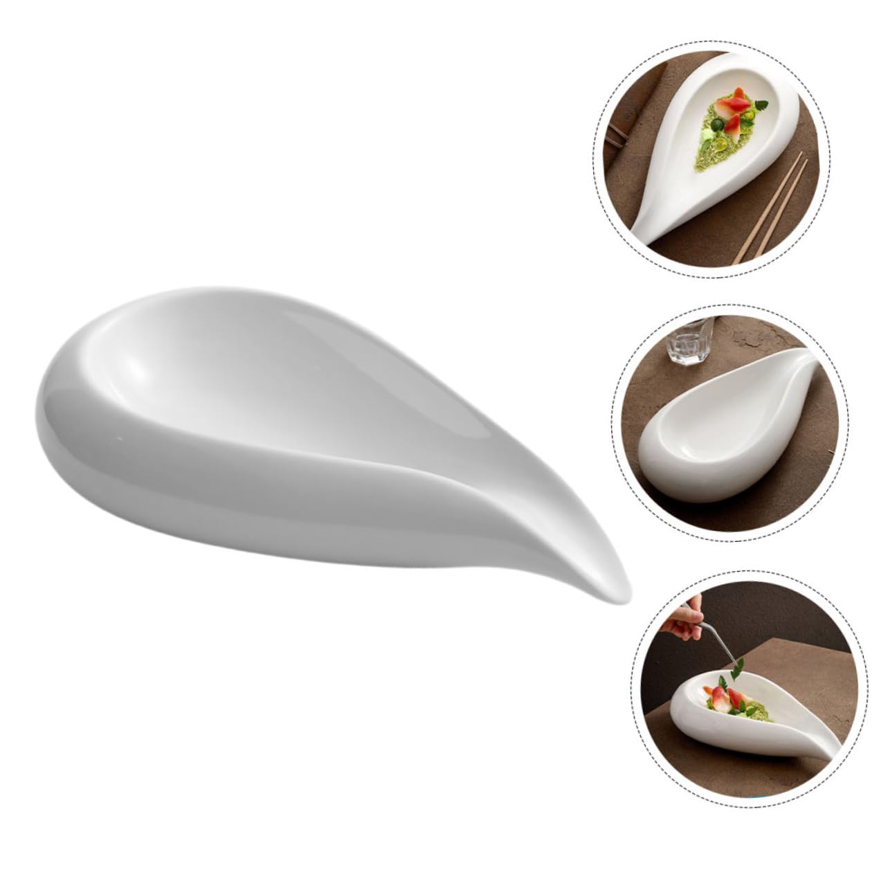 Alipis Plato de Aperitivo de Cerámica Blanco, Forma de Gota, Superficie Lisa y Resistente, para Servir Comida en Fiestas y Recibir Invitados