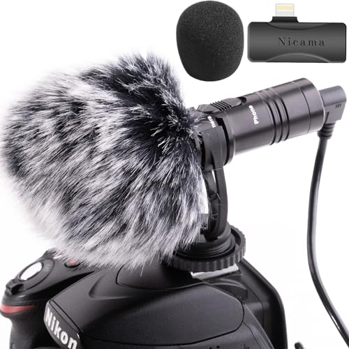 Nicama SGM8S 3,5 mm mikrofon do strzelby z mufką przedniej szyby do aparatów Canon EOS, aparatów DSLR Nikon Sony (nie do Canon T5, T6 i T7)