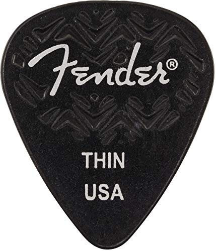 Fender 351 Médiator de guitare Thin noir - Les Beatles, Paul McCartney, John Lennon, RIngo Starr, George Harrison Fender 351 Médiator de guitare Thin noir