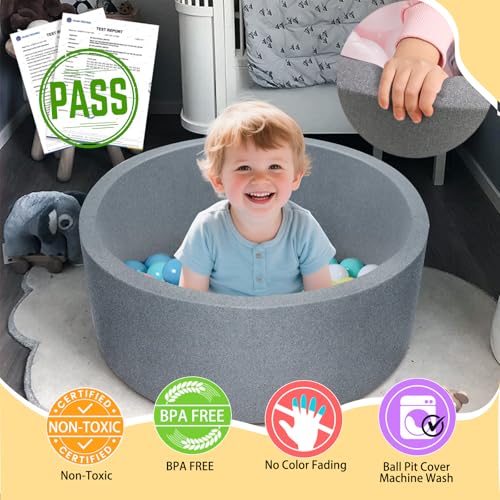 TRENDBOX Soft Foam Sponge Indoor Round Ball Pit,Ideal for Children - Dark Gray - Thumbnail 3