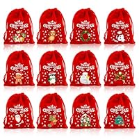 Weihnachtsverpackung, 12 Stück Geschenktüten Weihnachten, Weihnachts-Süßigkeitentüten, weihnachtstüten klein, weihnachtsgeschenktüte, geschenktüten weihnachten klein (Rot)