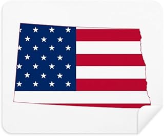 North Dakota USA Map Stars Stripes Flag Shape Cleaning Cloth Screen Cleaner 2pcs Suede Fabric