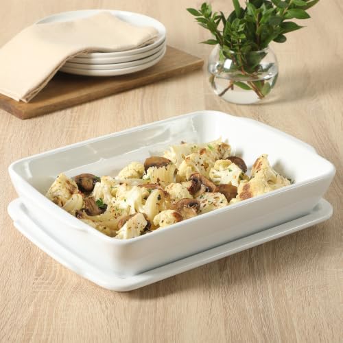 Gibson Home Gracious Dining 2.6-Qt White Stoneware Covered Baking Dish w/Multi-Purpose Lid – 12.7" x 9" Rectangular Oven Safe Casserole, Lasagna & Roasting Baker, Lid Doubles as Serveware or Trivet by Gibson Home - Used condition - Image 7