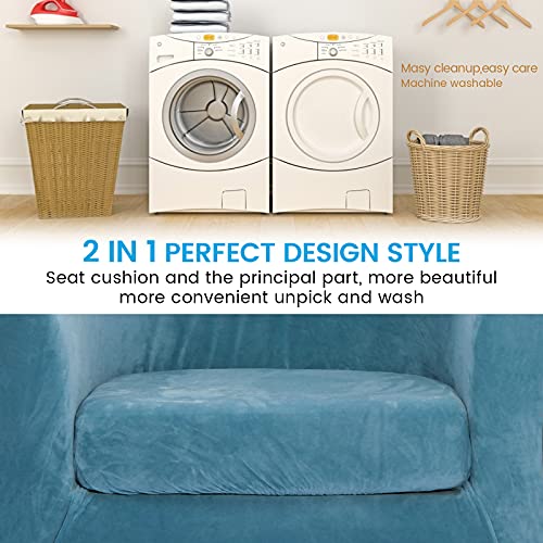 Mifxin Velvet Tub Chair Cover With Cushion Cover Stretch Soft Washable Club Chair Slipcover Armchair Sofa Couch Furniture Protector For Living Room Hotel Counter (Blue) #TOP3
