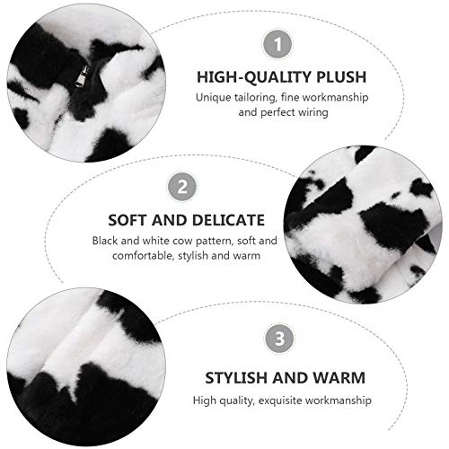 KESYOO Casaco de Lã de Pelúcia Com Estampa de Vaca Casaco de Peles Artificiais E Suaves Roupas Femin