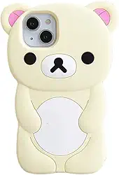 Capa de silicone macia com estampa de urso para iPhone 17 16 15 14 13 12 11 Pro Max mini Plus Xs XR 6 7 8 Plus, amarelo