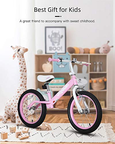 Joystar 16 Inch Balance Bike For Big Kids 4 5 6 7 8 Years Old Boys Girls 16 In Large Balance Bikes With Rubber Air Tire No Pedal Training Bicycle Pink #TOP7