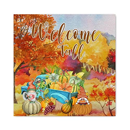 Panneau Welcome Fall en bois naturel suspendu décoration rétro rétro 30cm