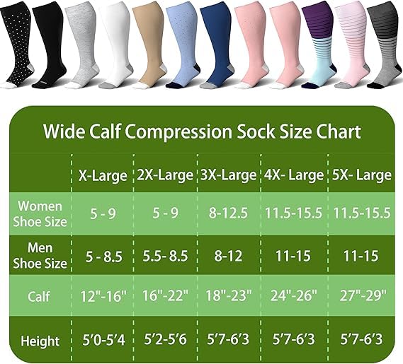 Image of LEVSOX Wide Calf Compression Socks for Women&Men Plus Size 15-20mmHg Knee High Large Support Stockings for Circulation