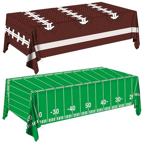 WISSLERMER 2pcs Football Tablecloth - Perfect for Football Party Decorations, Durable and Easy to Clean, Ideal for Game Day Celebrations, 54 X 108Inch