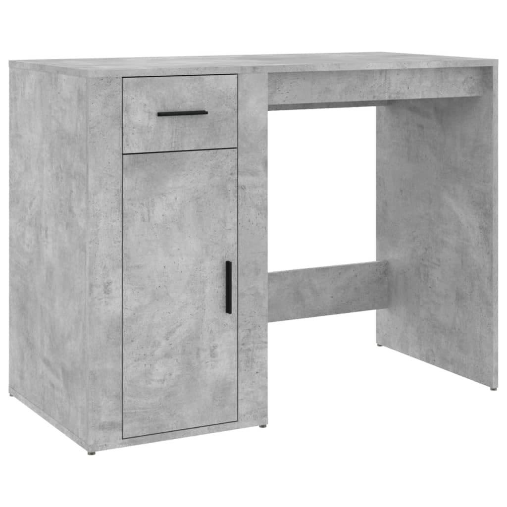 Escritorio con gabinete de madera procesada gris hormigón para estudio y