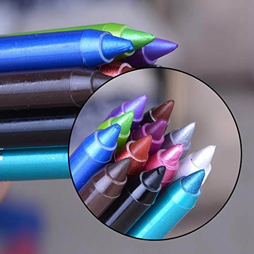 3 Pcs Blue Eyeliner Pen Waterproof Matte Eyeliner Pen/Glitter Metallic Eyeliner Pencil Shimmer Highlighter Eye Liner For Women,Eye Shadow Pencil, Lip Liner Professional Makeup Set (C) #TOP6