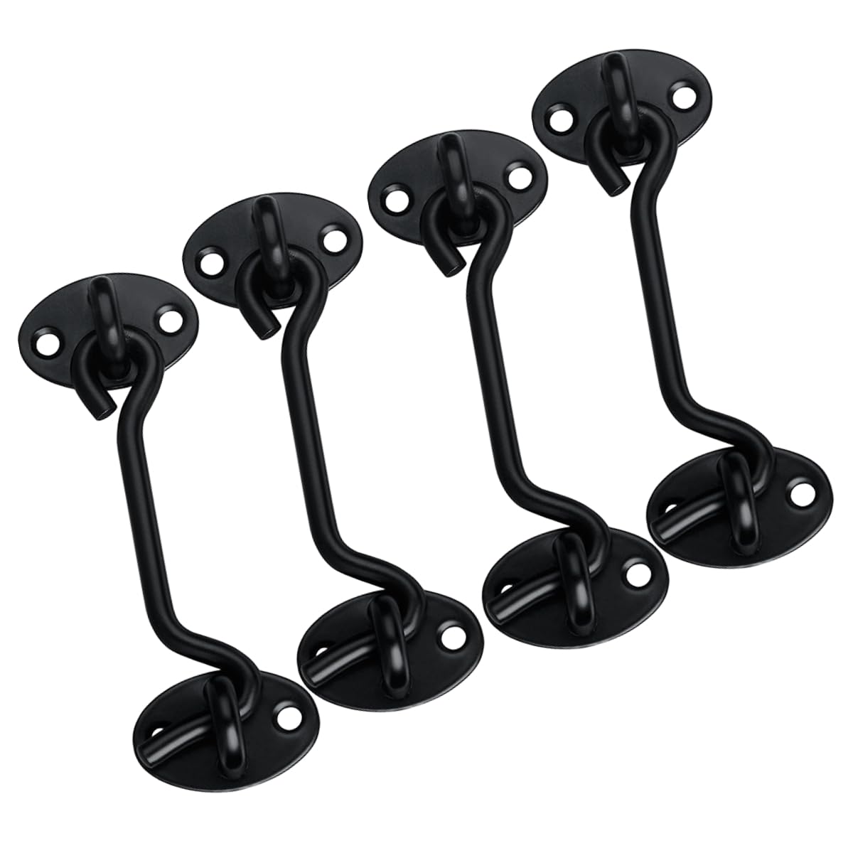 Domira Hook & Eye Latch - Heavy Duty Black Stainless Steel Door Lock | 3, 4, 6, 8 Inch | Gate Hook and Eye Latch for Doors, Sheds, Windows, Barns, Sliding Doors, and Wooden Gates (Pack of 2 & 4)
