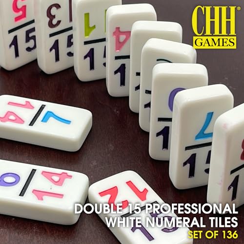 Set profesional de dominó doble con números coloridos 136 piezas miniatura 2