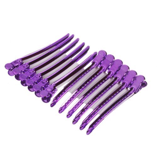 DCDEAL 12Pcs Purple Salon Metal Hairdressing Sectioning Dividing Duck Bill Clips Clamp Hair Styling Clips Hairpin