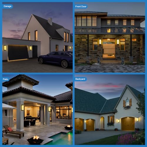 Outdoor Wall Lamp with Clear Glass Casing for Garage Doorway Entryway Patio, Waterproof Exterior Wall Light Fixtures with E26 Base Socket, 1-Pack (Modern Black)