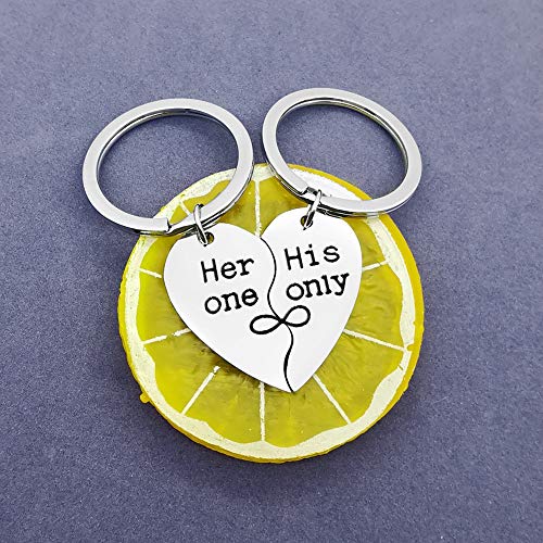 Couple Keychain Gifts for Girlfriend Boyfriend Her One，His Only